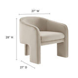 27 Inch Greer Modern Performance Velvet Barrel Accent Chair with 3-Leg Design