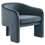 27 Inch Greer Modern Performance Velvet Barrel Accent Chair with 3-Leg Design
