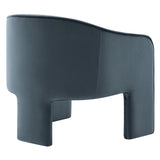 27 Inch Greer Modern Performance Velvet Barrel Accent Chair with 3-Leg Design