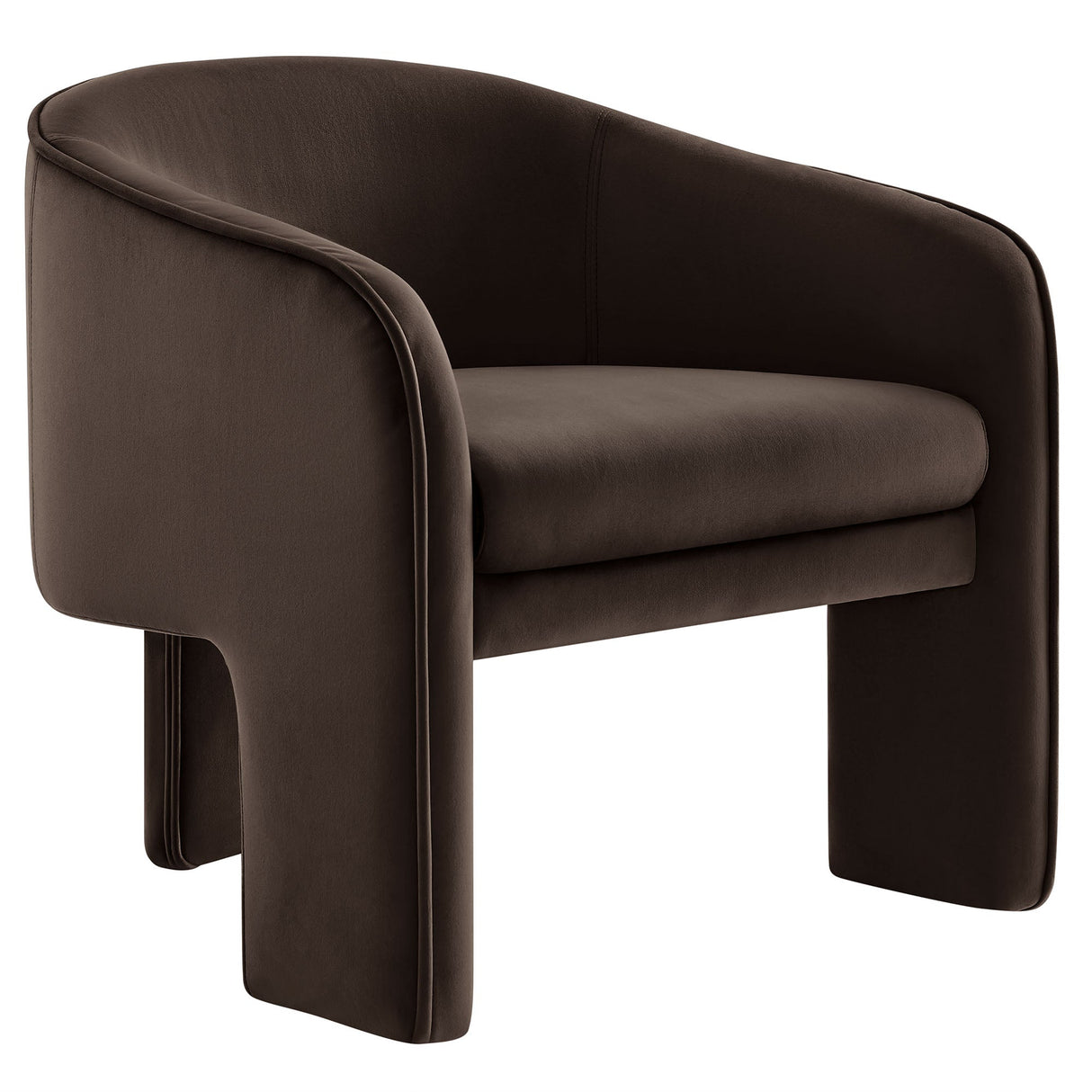 27 Inch Greer Modern Performance Velvet Barrel Accent Chair with 3-Leg Design