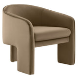 27 Inch Greer Modern Performance Velvet Barrel Accent Chair with 3-Leg Design