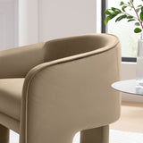 27 Inch Greer Modern Performance Velvet Barrel Accent Chair with 3-Leg Design