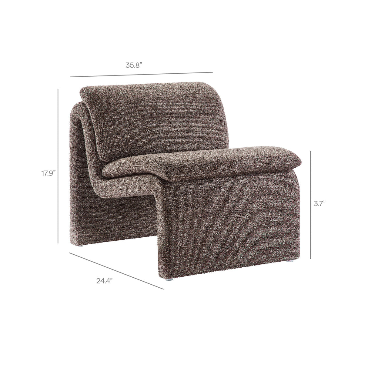 27 Inch Boucle Fabric Armless Accent Chair