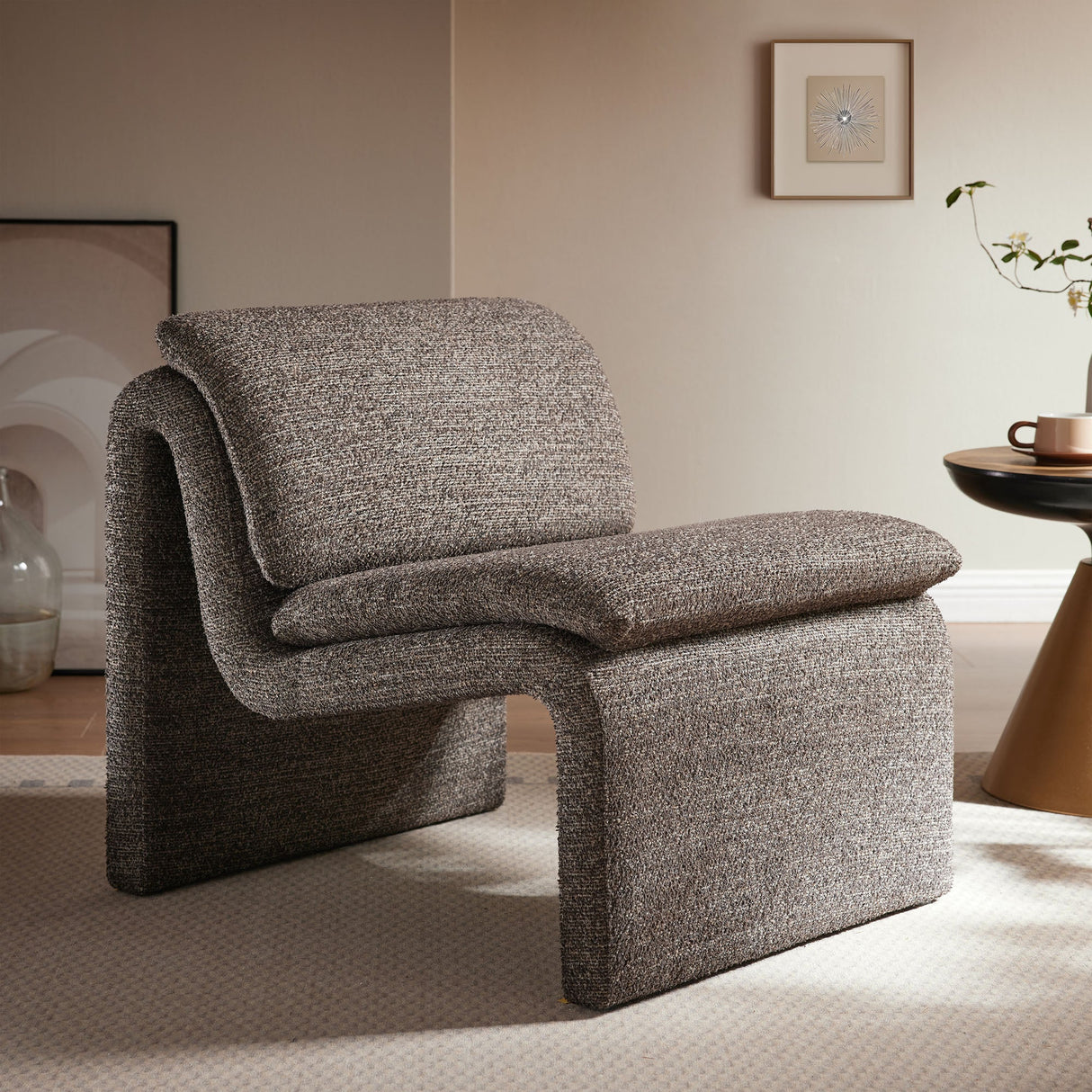 27 Inch Boucle Fabric Armless Accent Chair