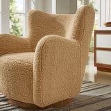 31 Inch Wingback Sherpa Swivel Accent Chair