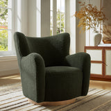 31 Inch Wingback Sherpa Swivel Accent Chair