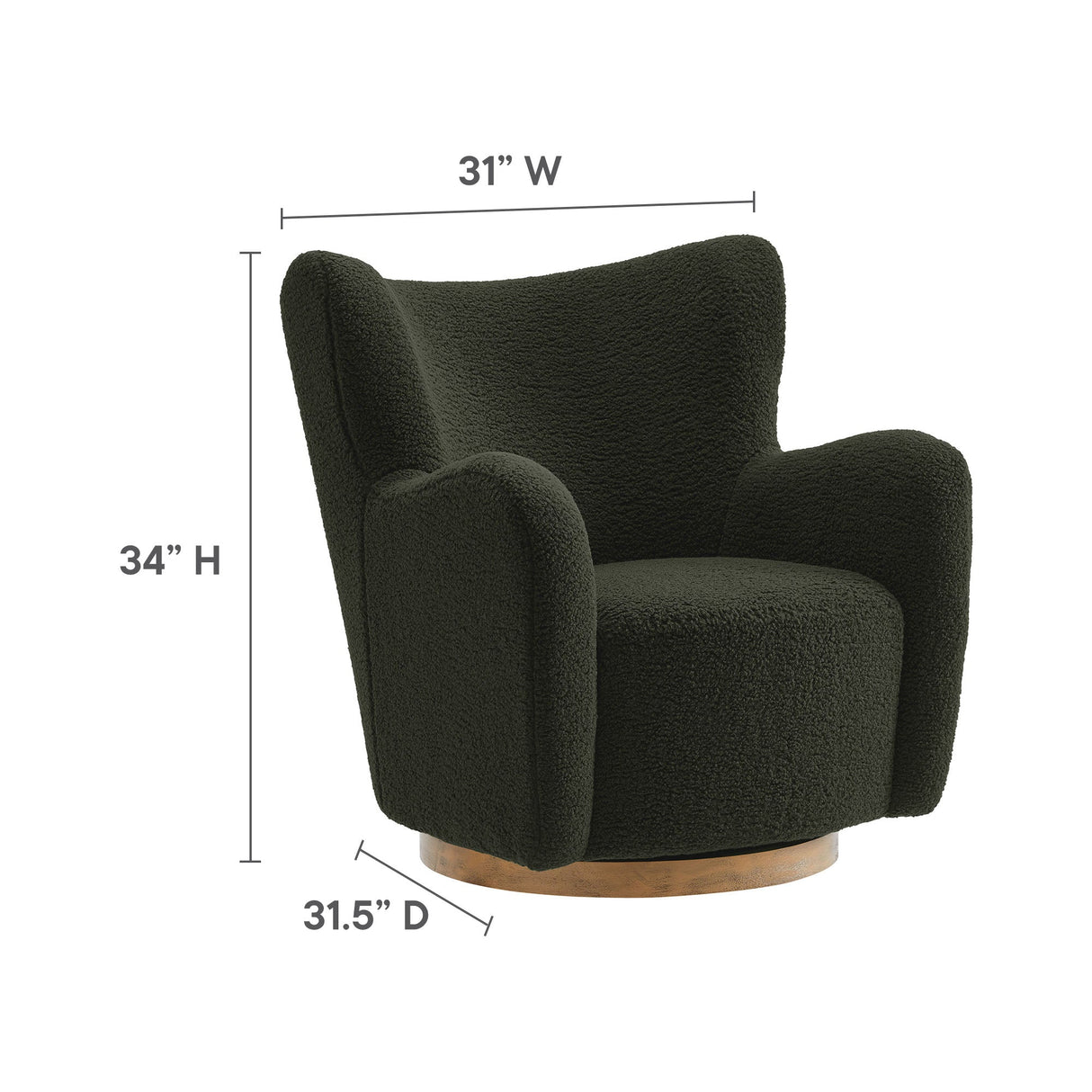 31 Inch Wingback Sherpa Swivel Accent Chair