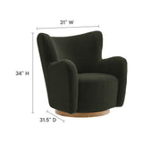 31 Inch Wingback Sherpa Swivel Accent Chair