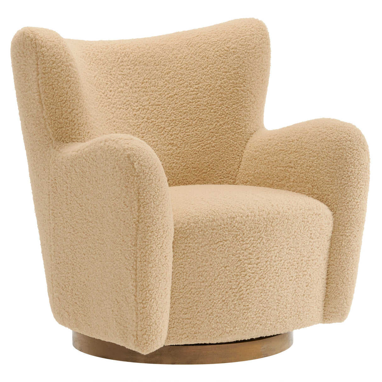 31 Inch Wingback Sherpa Swivel Accent Chair