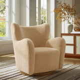 31 Inch Wingback Sherpa Swivel Accent Chair