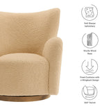 31 Inch Wingback Sherpa Swivel Accent Chair