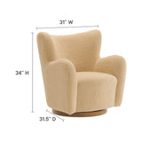 31 Inch Wingback Sherpa Swivel Accent Chair
