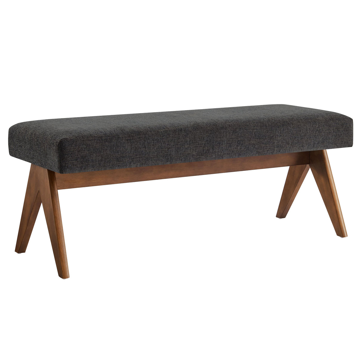 47 Inch Boucle Upholstered Accent Bench with Splayed Rubberwood Legs
