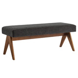47 Inch Boucle Upholstered Accent Bench with Splayed Rubberwood Legs