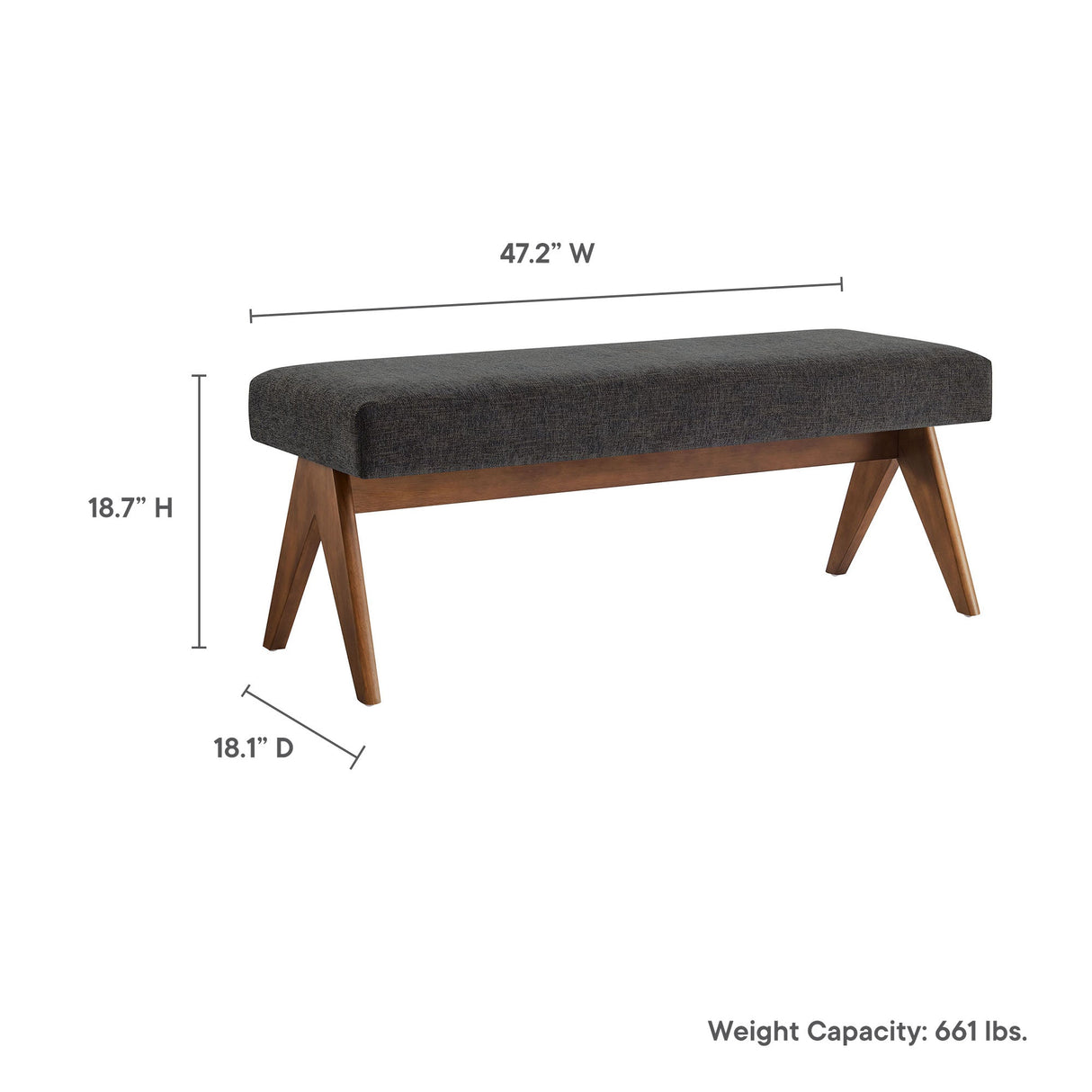 47 Inch Boucle Upholstered Accent Bench with Splayed Rubberwood Legs