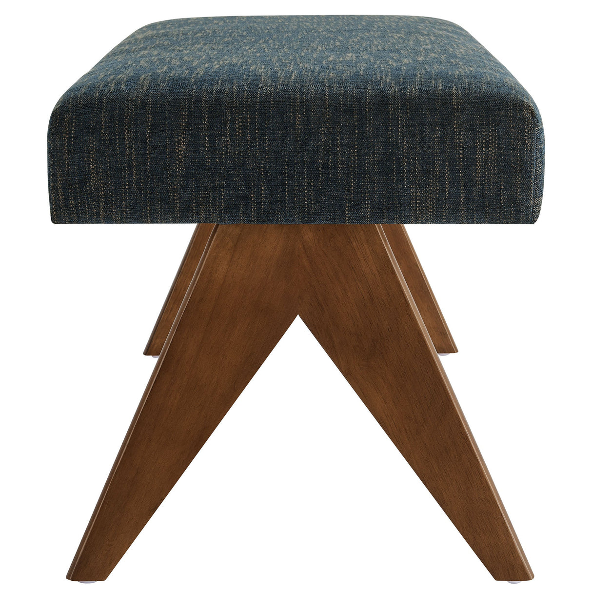 47 Inch Boucle Upholstered Accent Bench with Splayed Rubberwood Legs