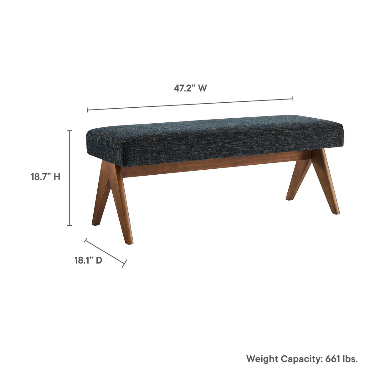 47 Inch Boucle Upholstered Accent Bench with Splayed Rubberwood Legs