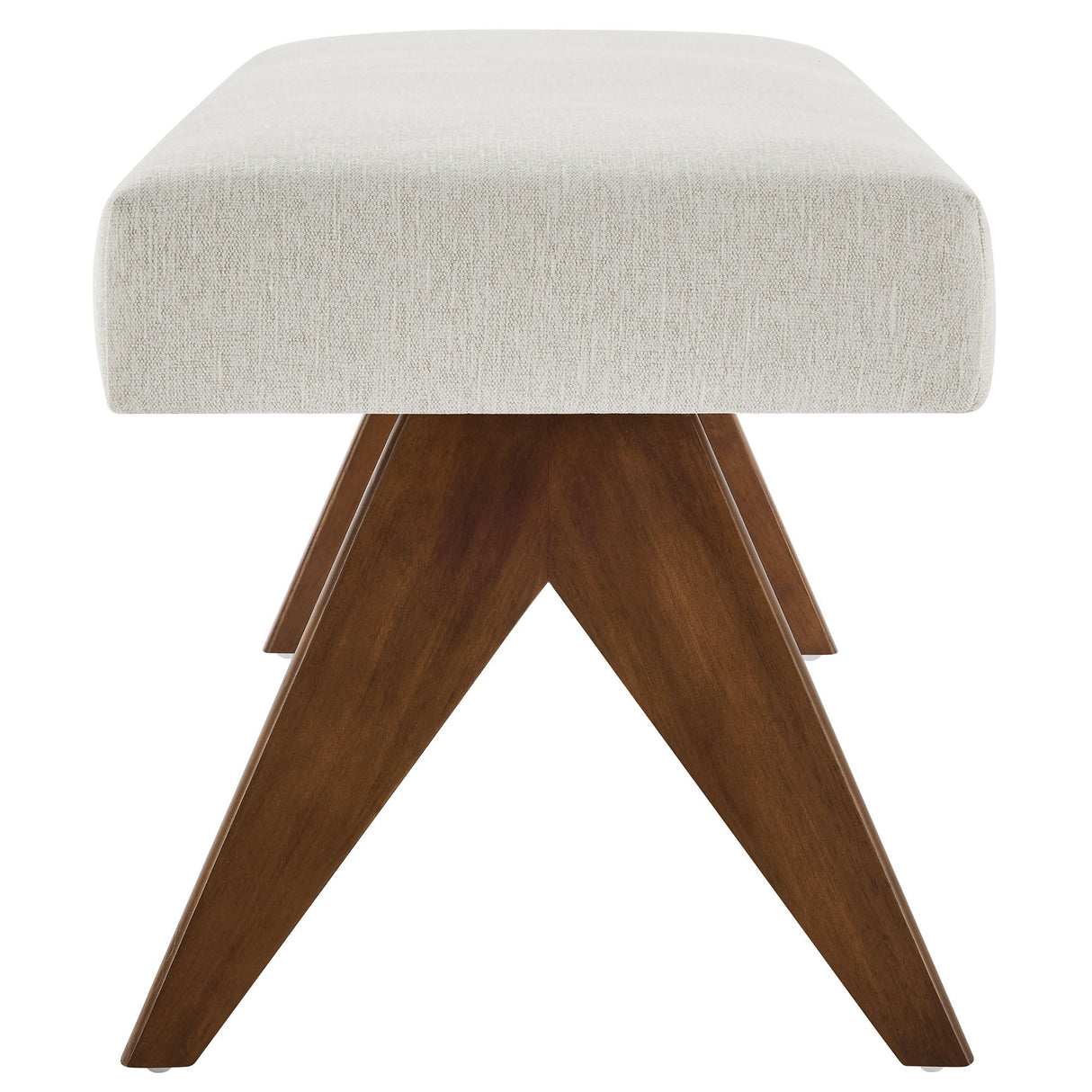 47 Inch Boucle Upholstered Accent Bench with Splayed Rubberwood Legs