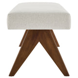 47 Inch Boucle Upholstered Accent Bench with Splayed Rubberwood Legs