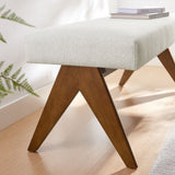 47 Inch Boucle Upholstered Accent Bench with Splayed Rubberwood Legs