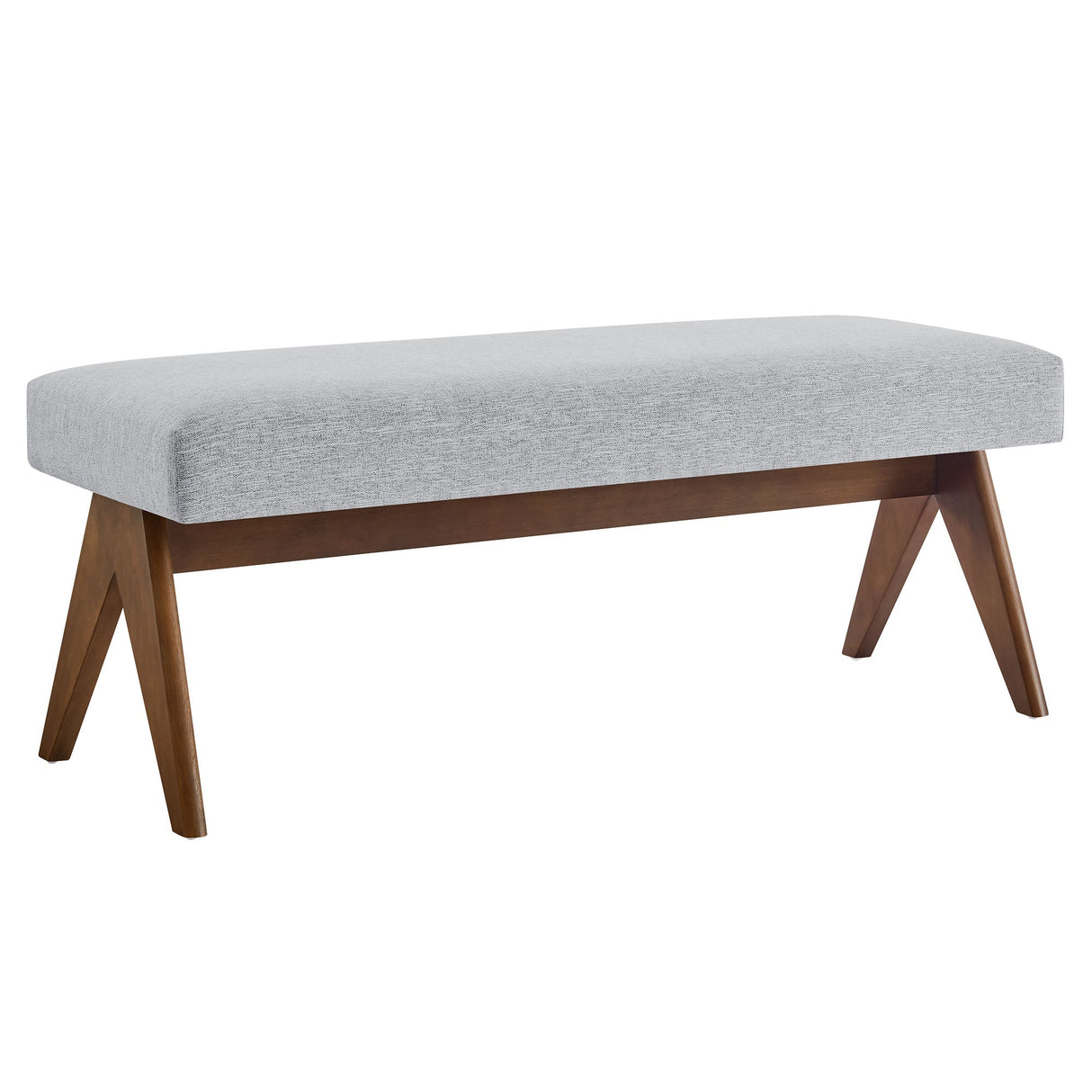 47 Inch Boucle Upholstered Accent Bench with Splayed Rubberwood Legs