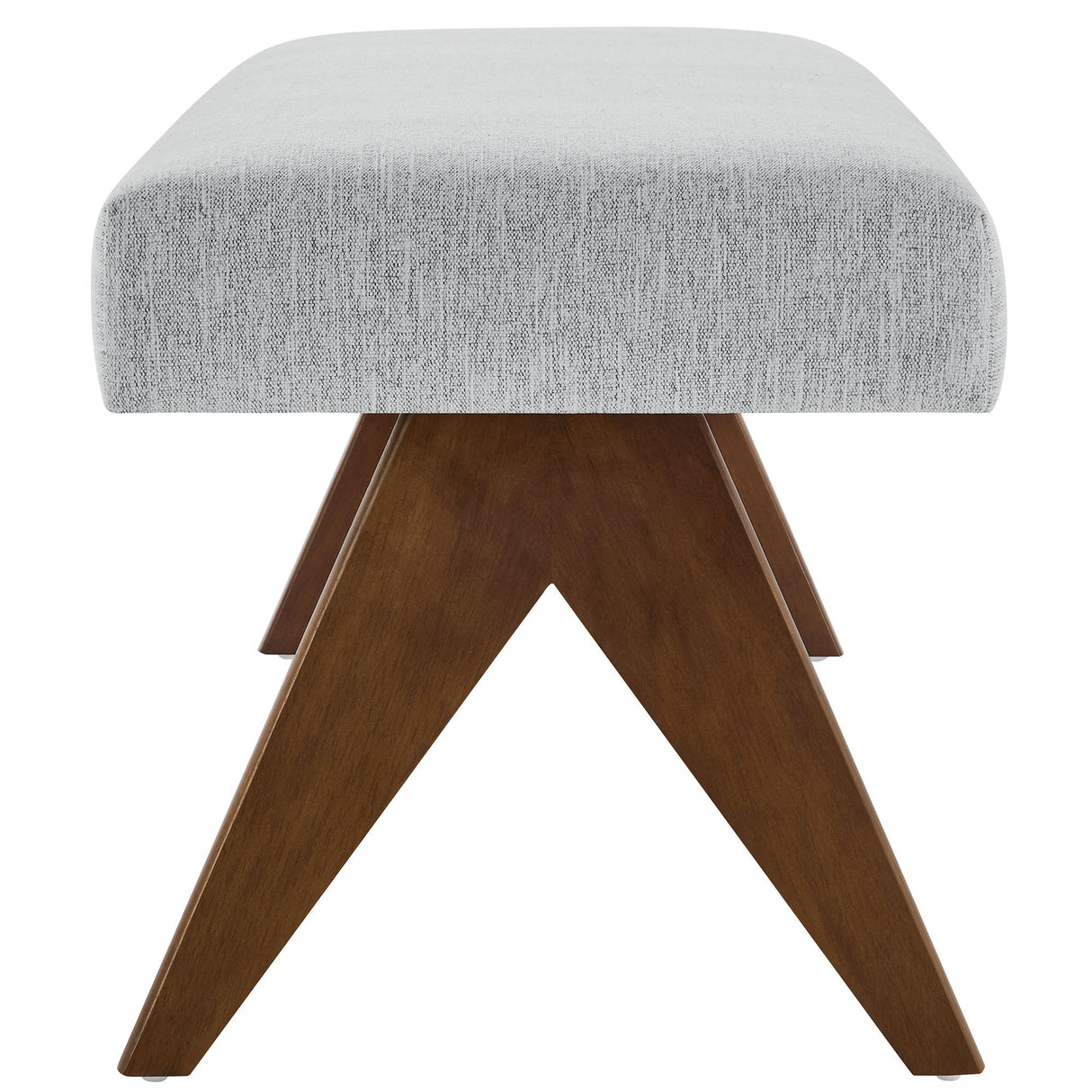 47 Inch Boucle Upholstered Accent Bench with Splayed Rubberwood Legs