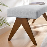 47 Inch Boucle Upholstered Accent Bench with Splayed Rubberwood Legs