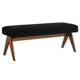 47 Inch Boucle Upholstered Accent Bench with Splayed Rubberwood Legs