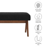 47 Inch Boucle Upholstered Accent Bench with Splayed Rubberwood Legs