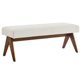 47 Inch Boucle Upholstered Accent Bench with Splayed Rubberwood Legs