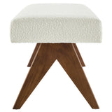 47 Inch Boucle Upholstered Accent Bench with Splayed Rubberwood Legs