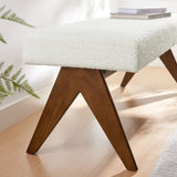 47 Inch Boucle Upholstered Accent Bench with Splayed Rubberwood Legs