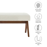47 Inch Boucle Upholstered Accent Bench with Splayed Rubberwood Legs
