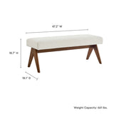 47 Inch Boucle Upholstered Accent Bench with Splayed Rubberwood Legs