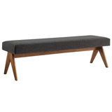 47 Inch Boucle Upholstered Accent Bench with Splayed Rubberwood Legs