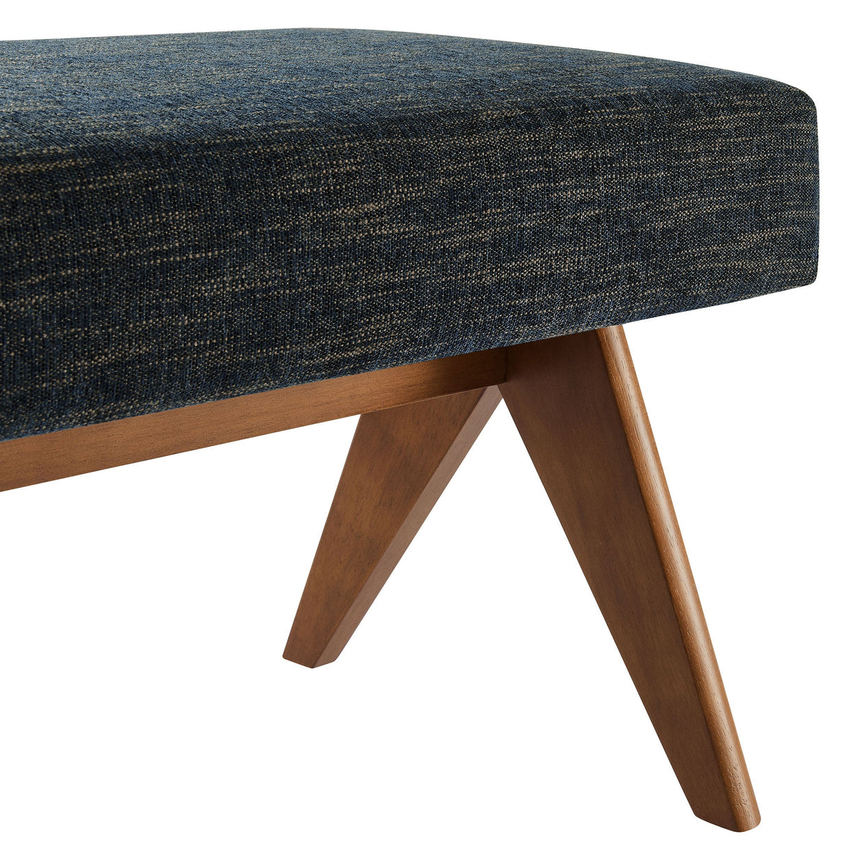 47 Inch Boucle Upholstered Accent Bench with Splayed Rubberwood Legs