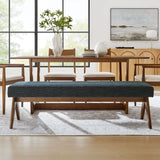 47 Inch Boucle Upholstered Accent Bench with Splayed Rubberwood Legs