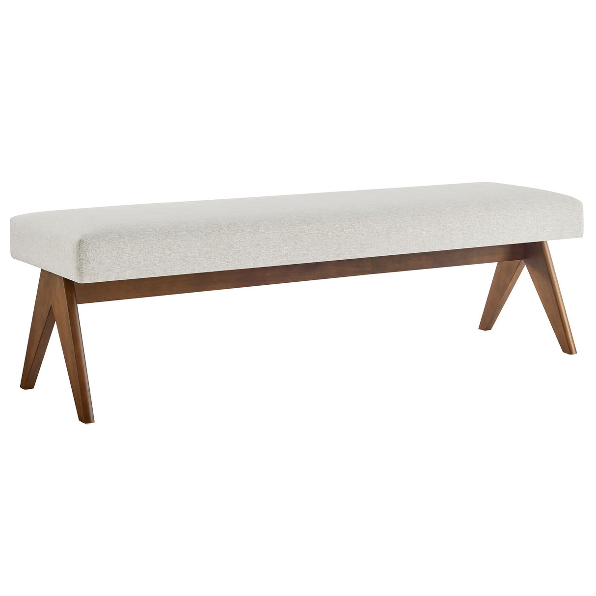 47 Inch Boucle Upholstered Accent Bench with Splayed Rubberwood Legs