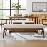 47 Inch Boucle Upholstered Accent Bench with Splayed Rubberwood Legs