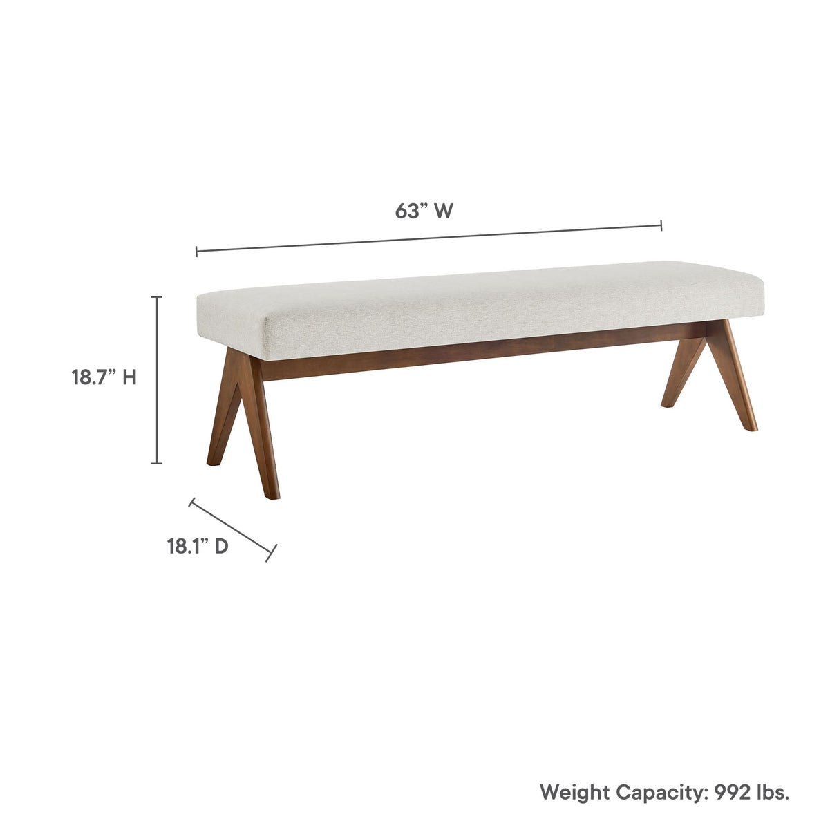 47 Inch Boucle Upholstered Accent Bench with Splayed Rubberwood Legs