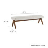 47 Inch Boucle Upholstered Accent Bench with Splayed Rubberwood Legs