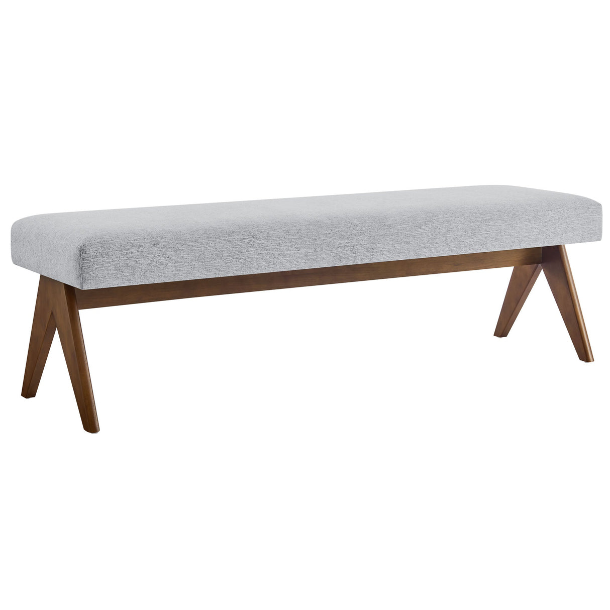 47 Inch Boucle Upholstered Accent Bench with Splayed Rubberwood Legs