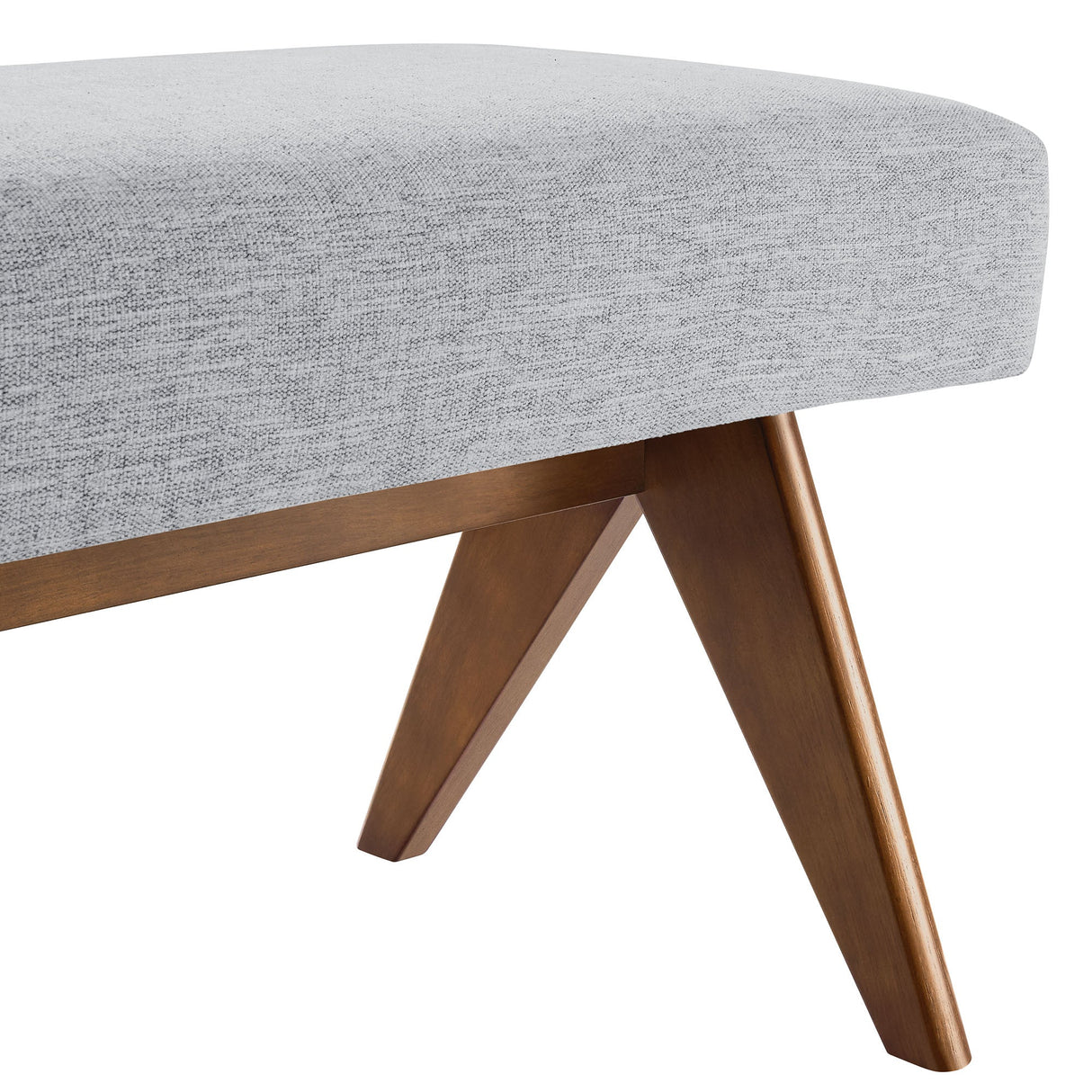 47 Inch Boucle Upholstered Accent Bench with Splayed Rubberwood Legs