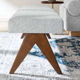 47 Inch Boucle Upholstered Accent Bench with Splayed Rubberwood Legs