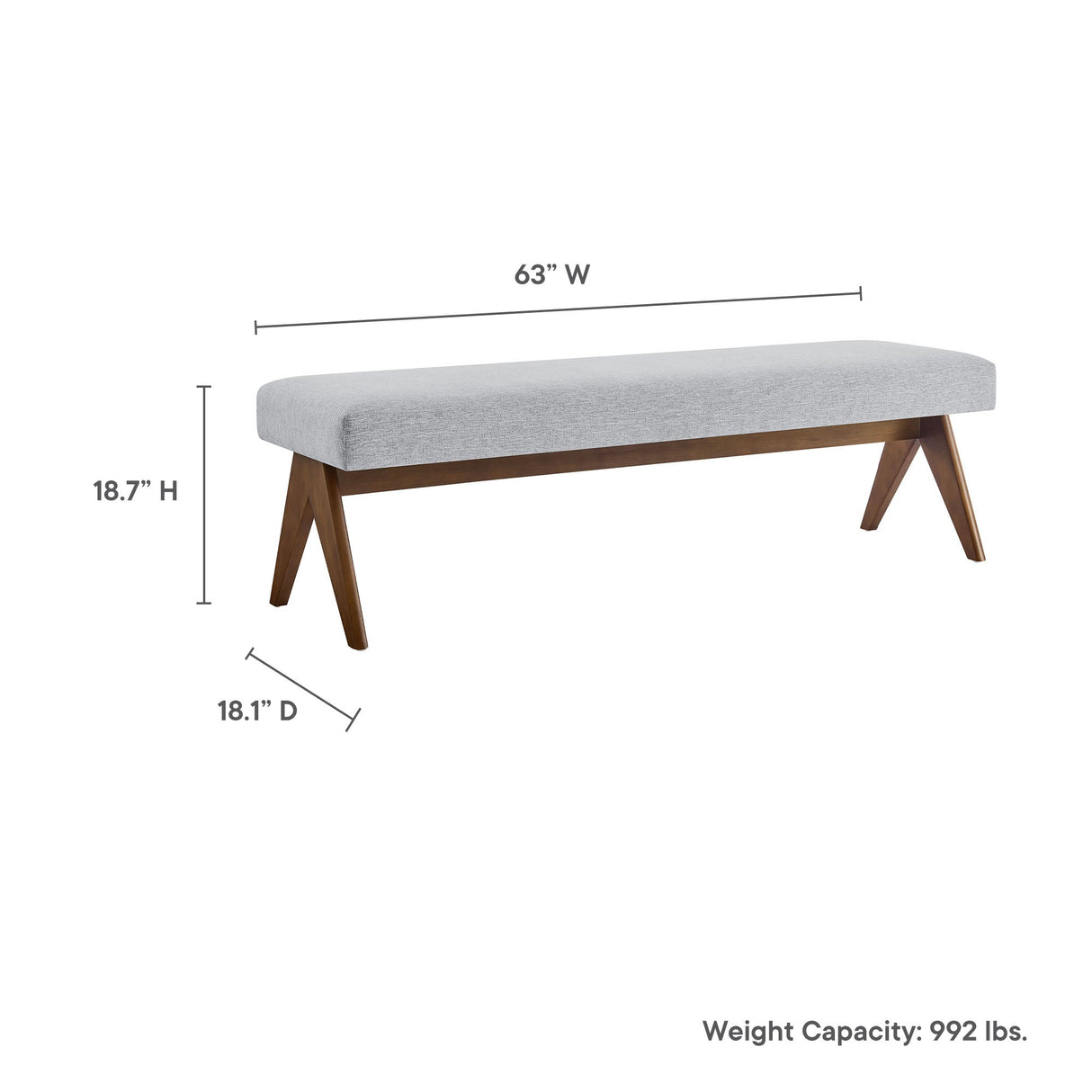 47 Inch Boucle Upholstered Accent Bench with Splayed Rubberwood Legs