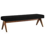 47 Inch Boucle Upholstered Accent Bench with Splayed Rubberwood Legs