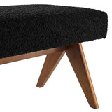 47 Inch Boucle Upholstered Accent Bench with Splayed Rubberwood Legs