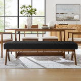 47 Inch Boucle Upholstered Accent Bench with Splayed Rubberwood Legs