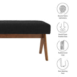 47 Inch Boucle Upholstered Accent Bench with Splayed Rubberwood Legs