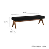 47 Inch Boucle Upholstered Accent Bench with Splayed Rubberwood Legs